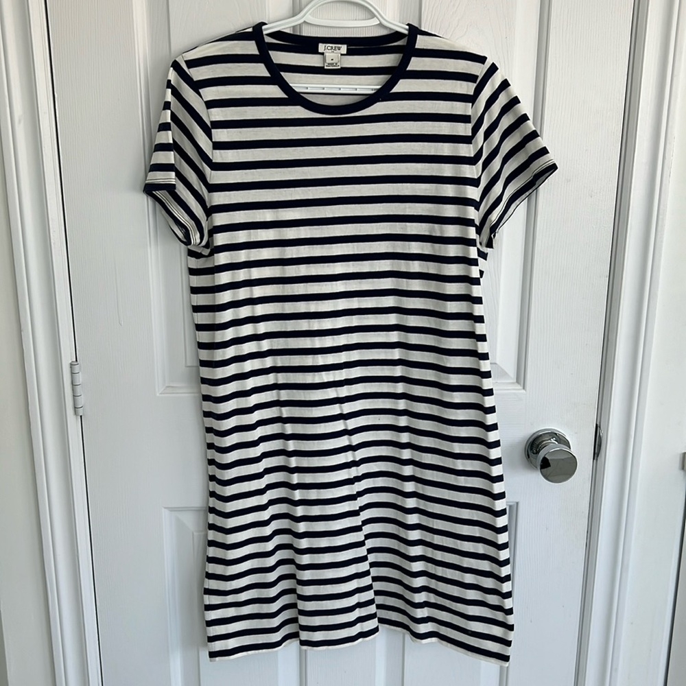 J Crew Navy and White stripe t shirt dress. Size medium